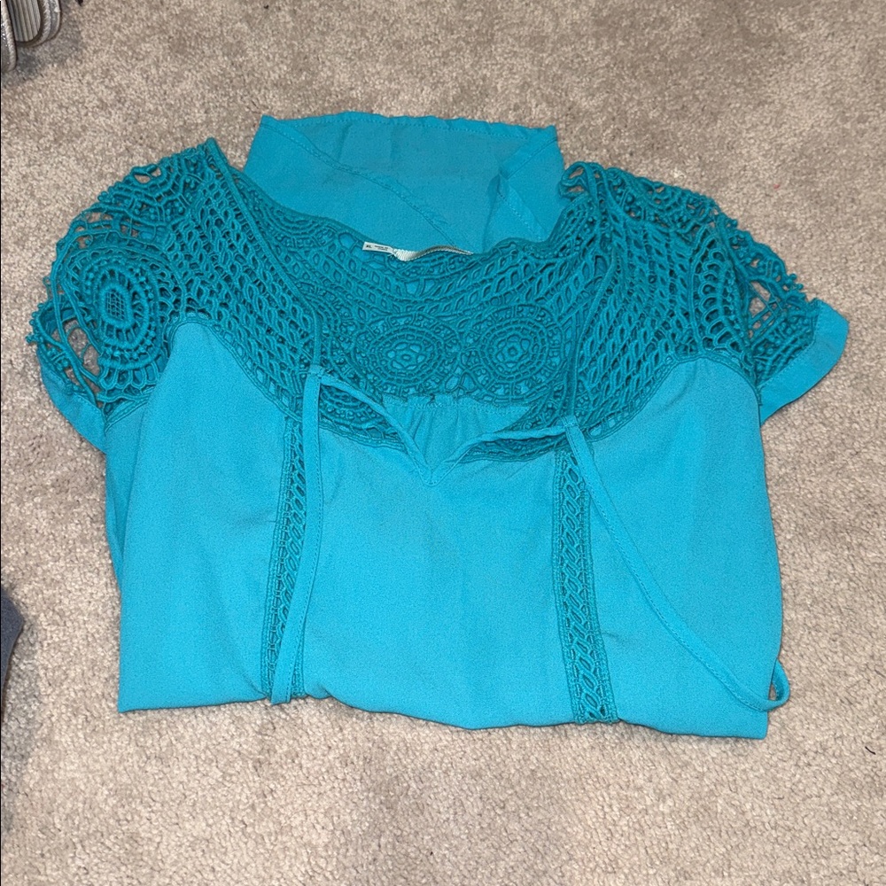 Maurice’s Used Teal Crochet Women Top XL